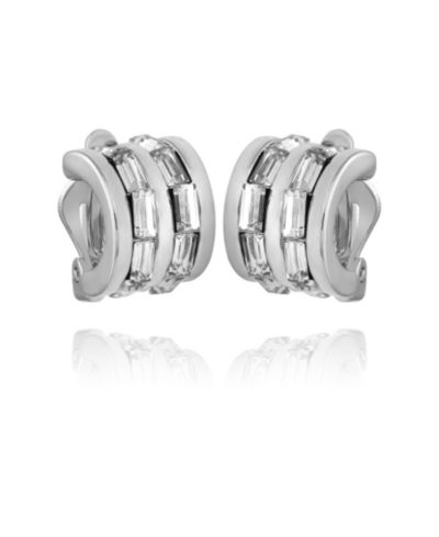 T Tahari Women's Crystal Baguette Hoop Earring