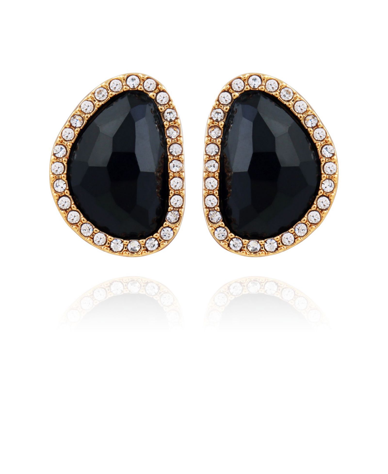 T Tahari Women's Jet Button Stud Earring