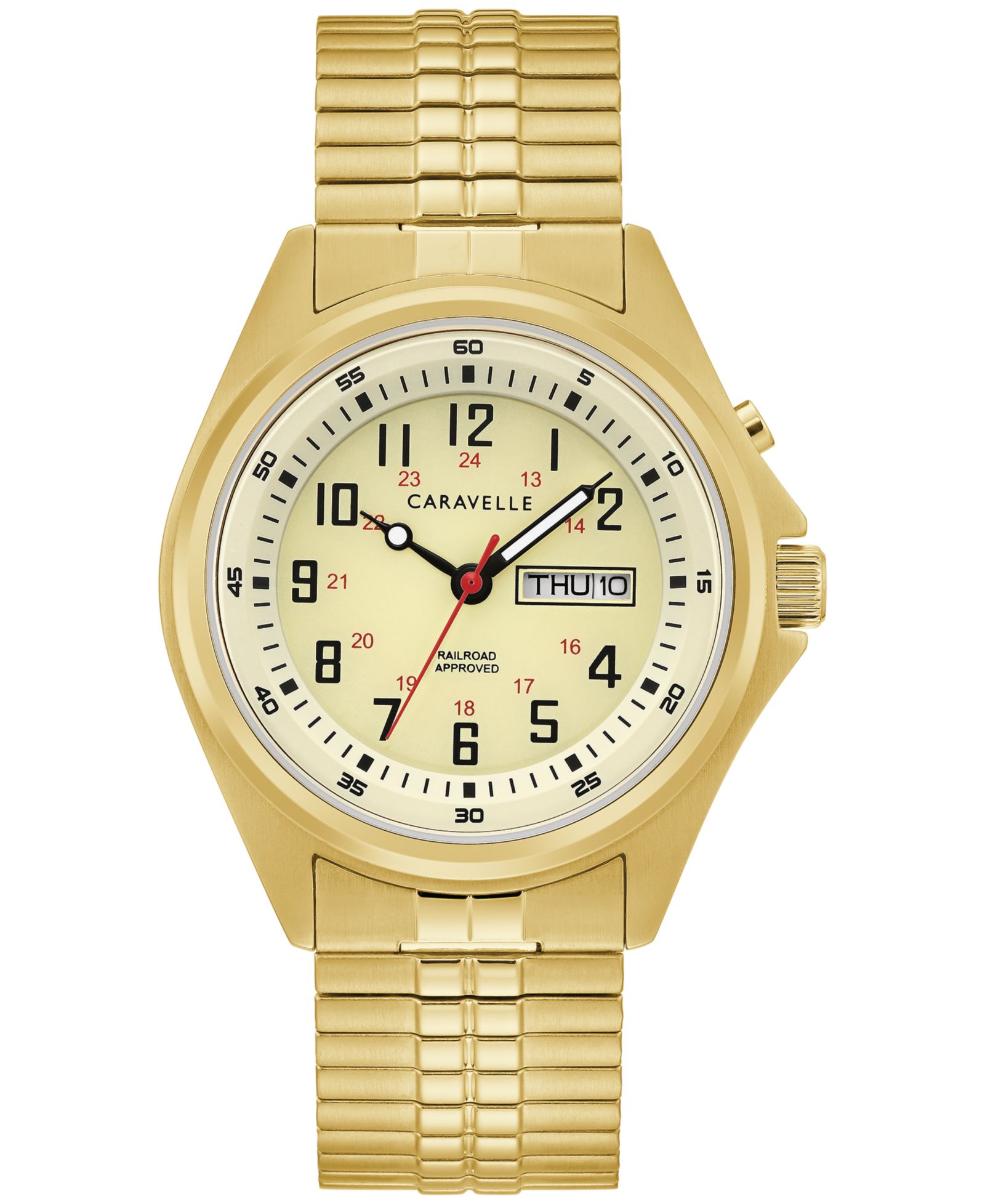 Мужские часы Caravelle Traditional Gold-Tone Stainless Steel Expansion Bracelet 40mm