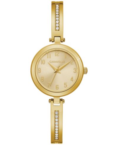 Женские золотистые часы Caravelle Bangle Bracelet 26mm Gift Set