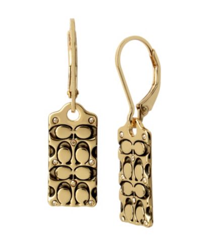 Серьги-подвески COACH Quilted C Drop