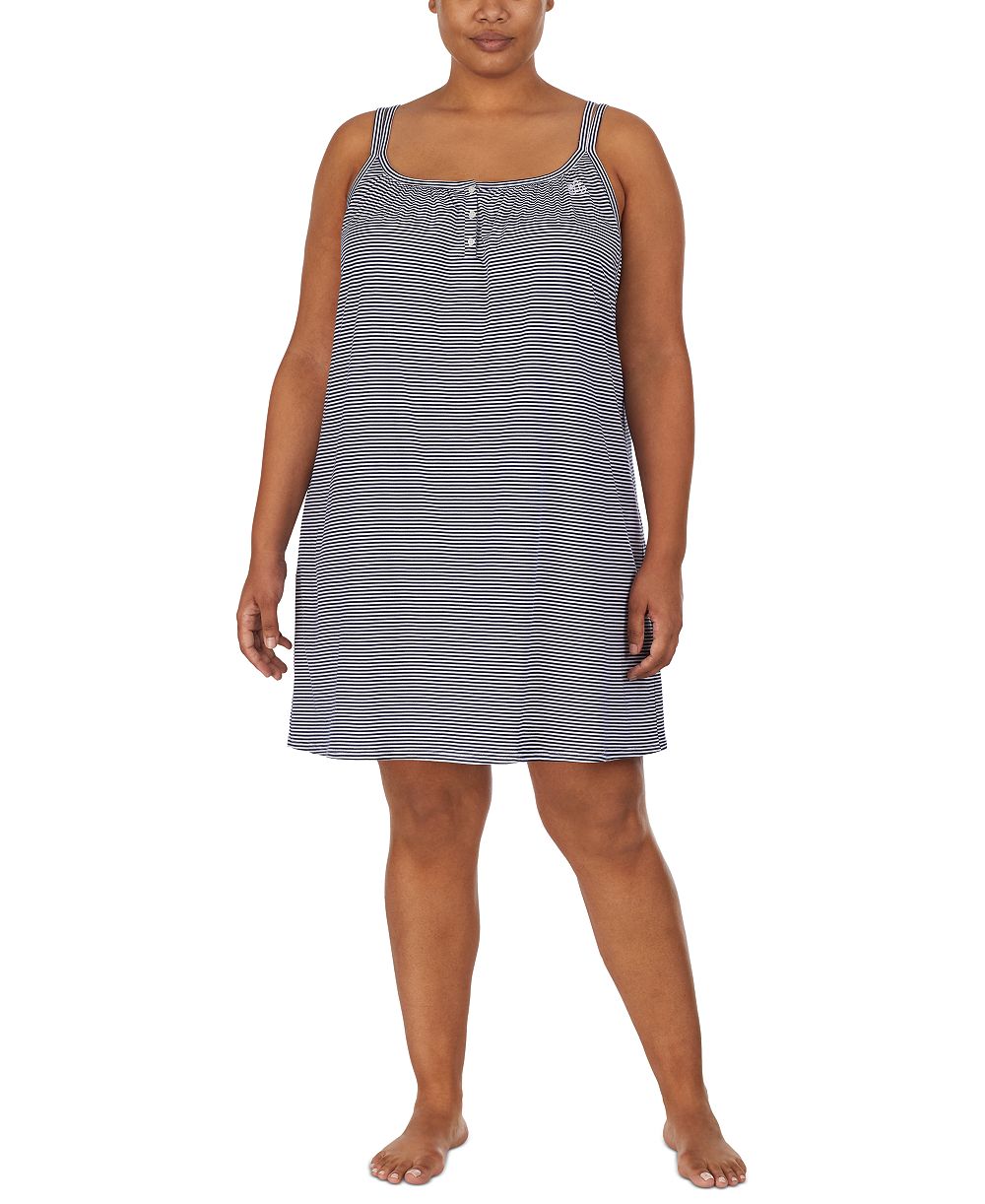 Lauren Ralph Lauren Plus Size Cotton Knit Double-Strap Nightgown
