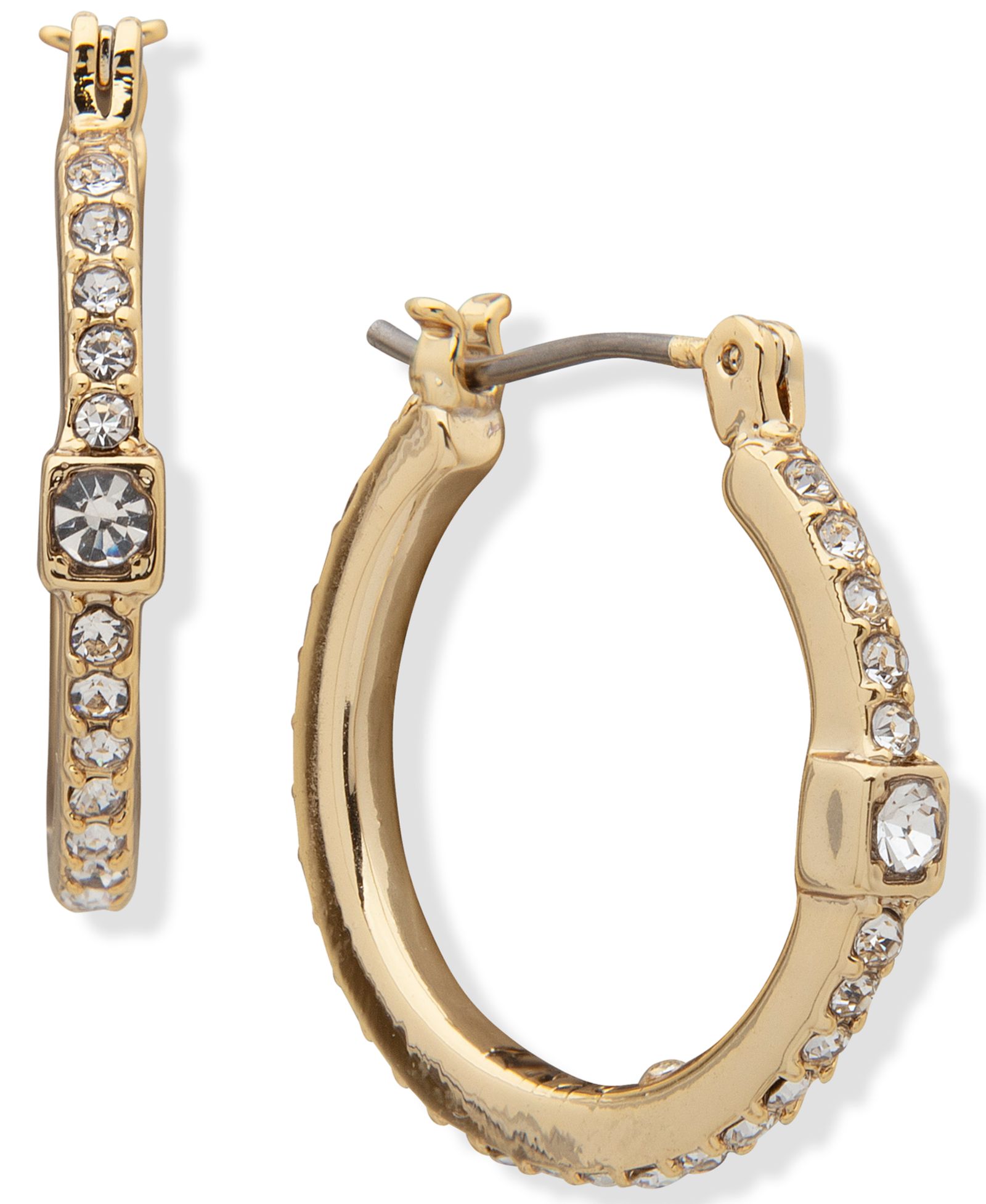DKNY Crystal Cube Small Hoop Earrings, .9"