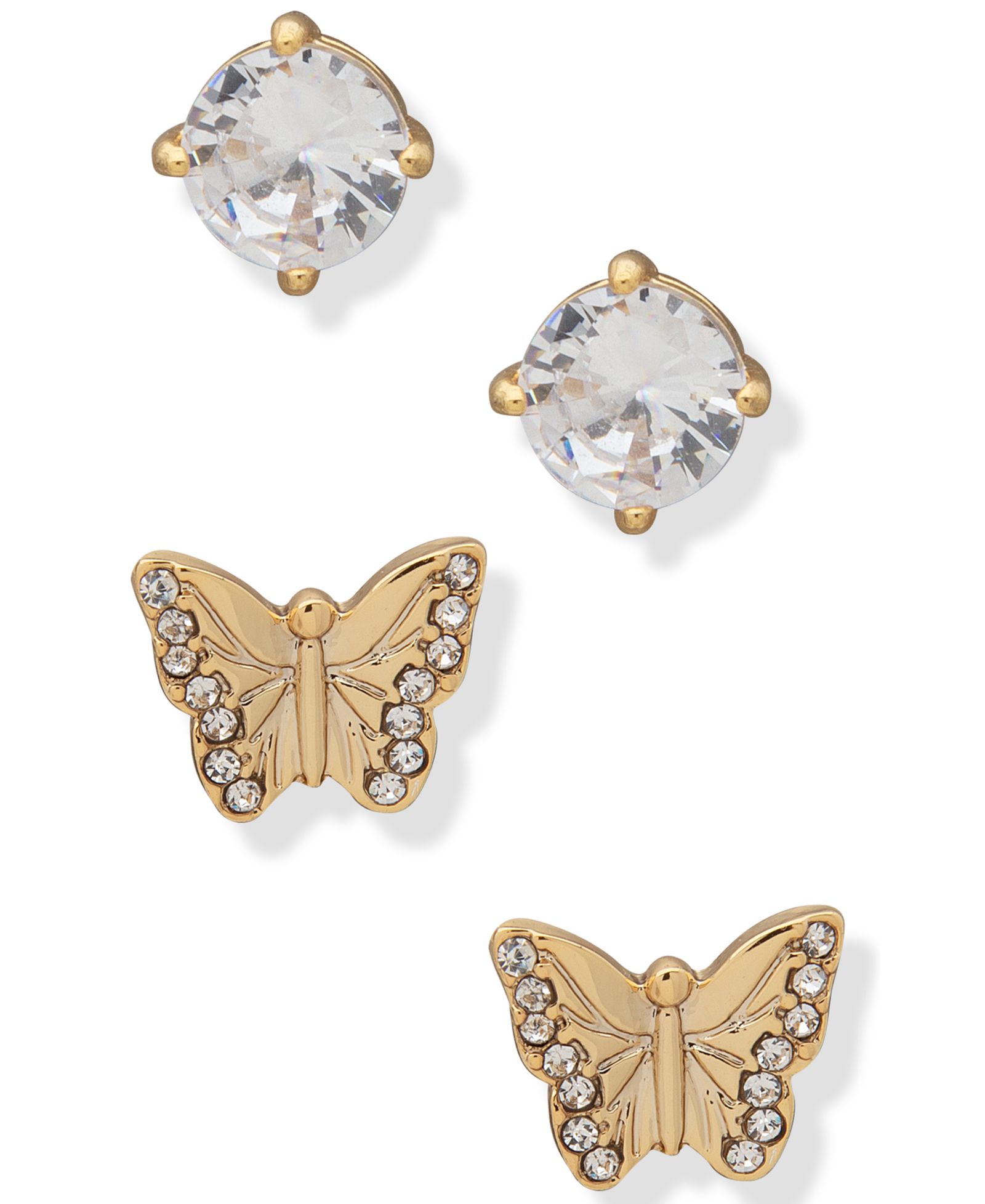 Серьги-гвоздики DKNY Gold-Tone Crystal Butterfly