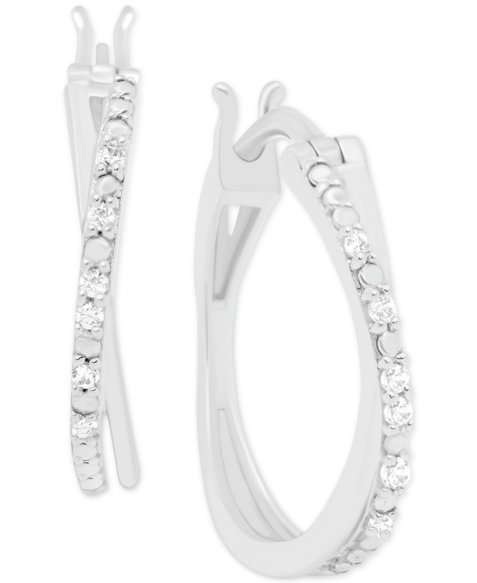 Серьги-кольца Diamond Crossover в Sterling Silver, 1/10 ct. t.w.