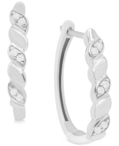 Серьги-кольца с вихрем бриллиантов (1/10 ct. t.w.) из стерлингового серебра