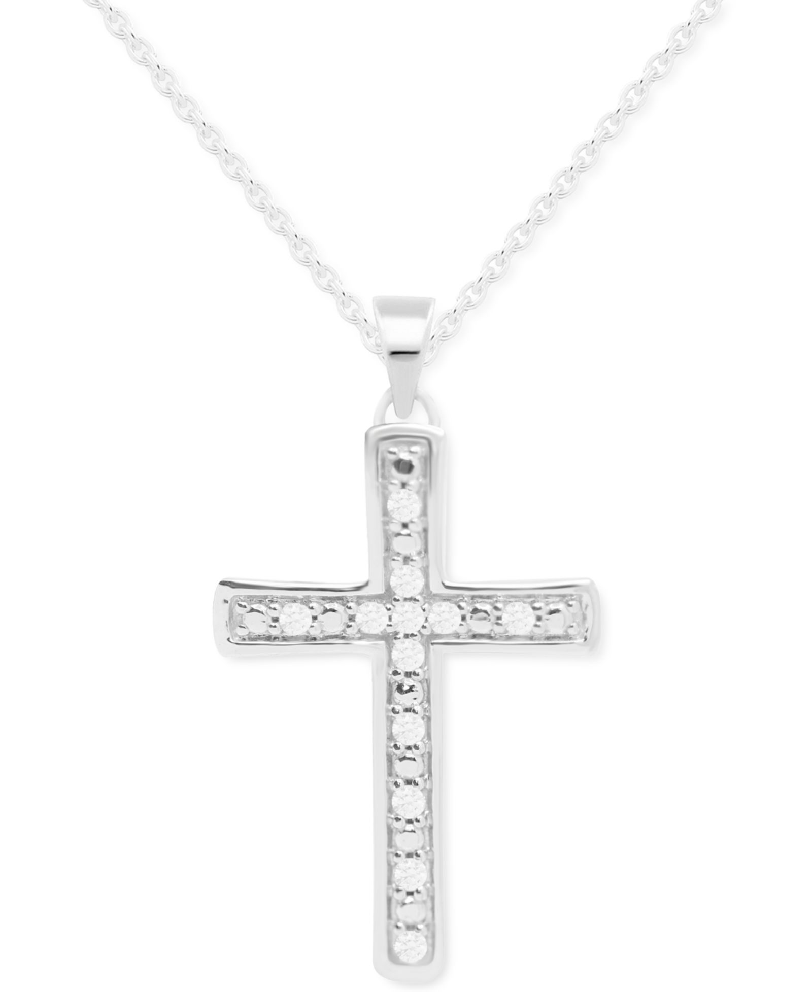 Подвеска Diamond Cross 18" в стерлинговом серебре (1/10 ct. t.w.)