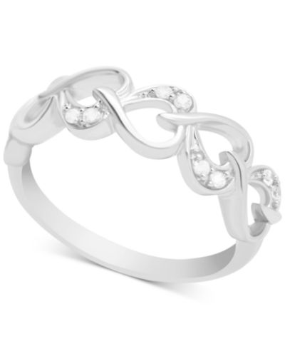 Кольцо Diamond Heart Chain (1/10 ct. t.w.) из стерлингового серебра