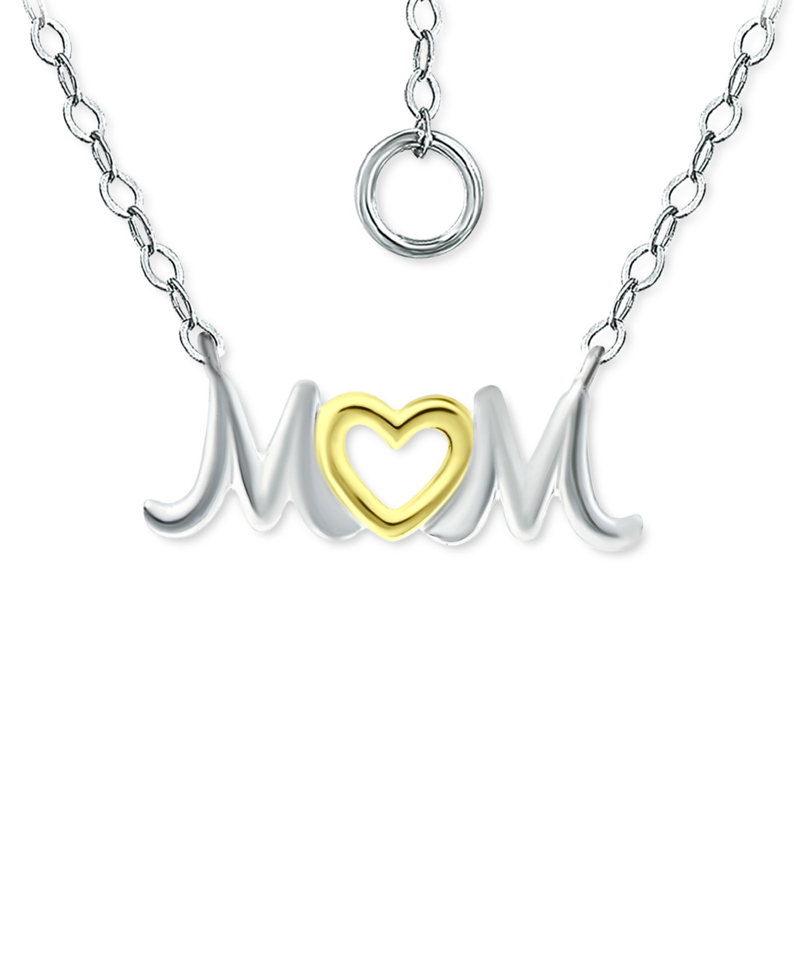 Giani Bernini MOM Heart Pendant Necklace in Sterling Silver & 18k Gold-Plated, 16" + 2" extender, Created for Macy's