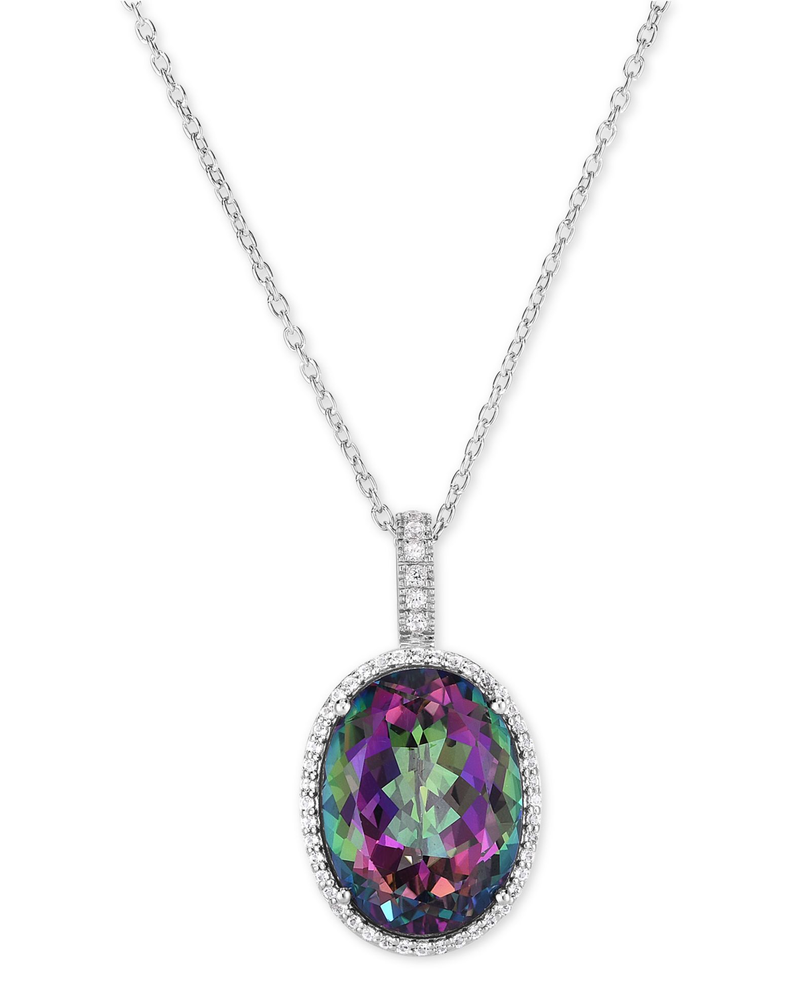 Подвеска-ожерелье Mystic Topaz (20 ct. t.w.) & White Topaz (3/4 ct. t.w.) Oval 18"