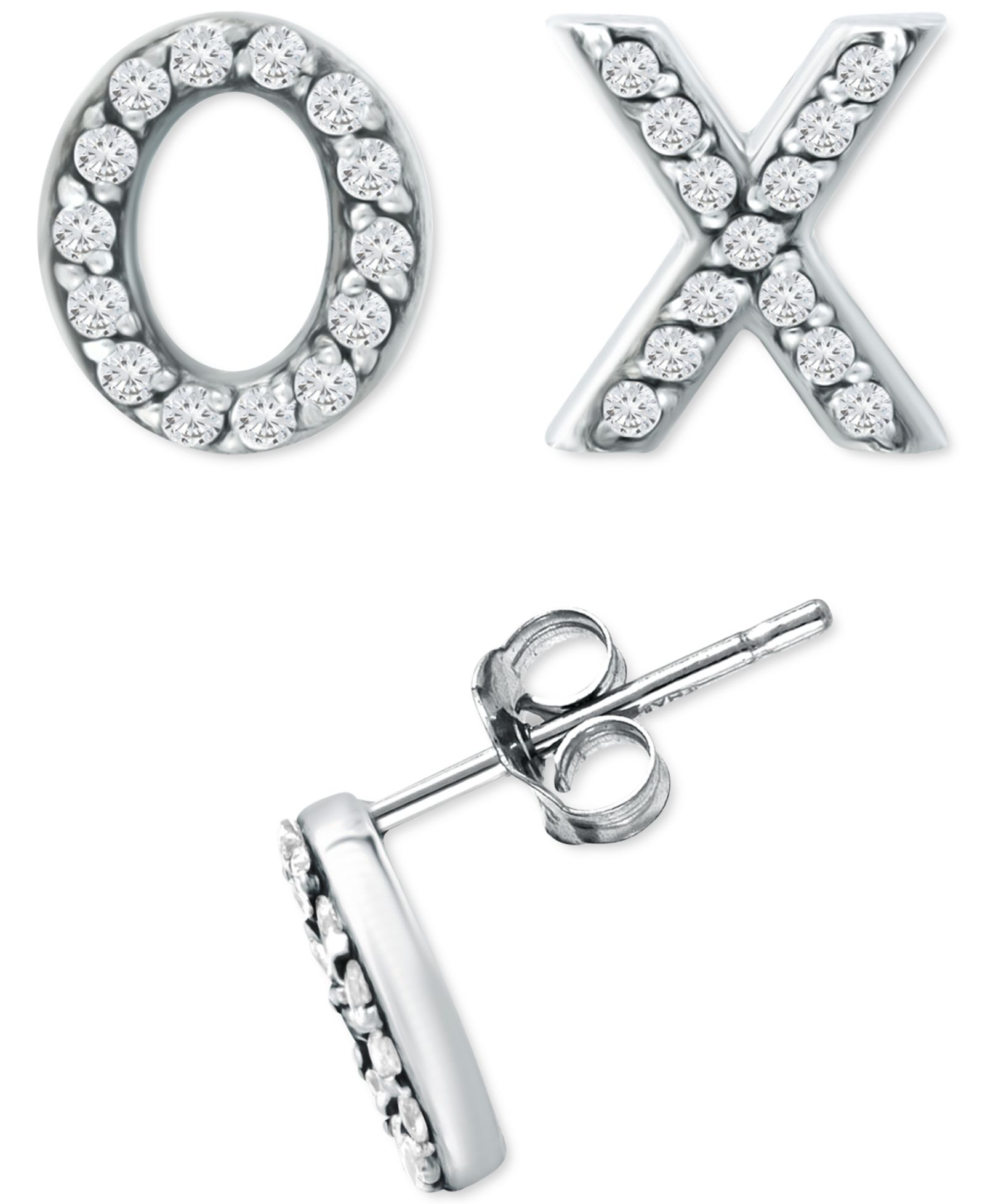 Giani Bernini Cubic Zirconia X & O Mismatch Stud Earrings, Created for Macy's