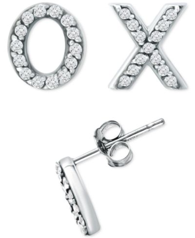 Giani Bernini серьги-гвоздики Cubic Zirconia X & O