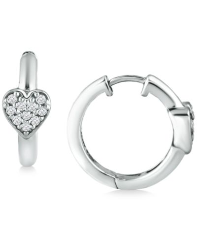 Giani Bernini Cubic Zirconia Heart Small Hoop Earrings, 0.63", Created for Macy's