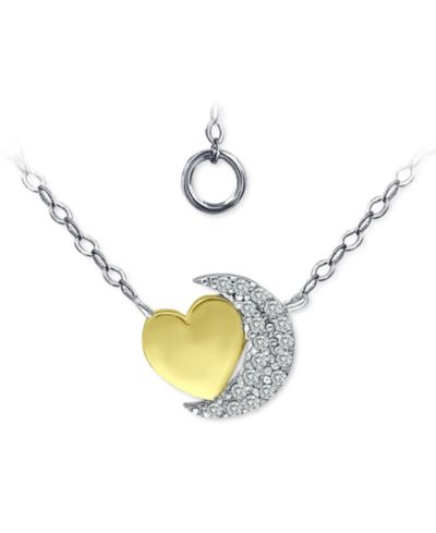 Giani Bernini Подвеска Crescent Moon & Heart 16" из стерлингового серебра и 18k Gold-Plate