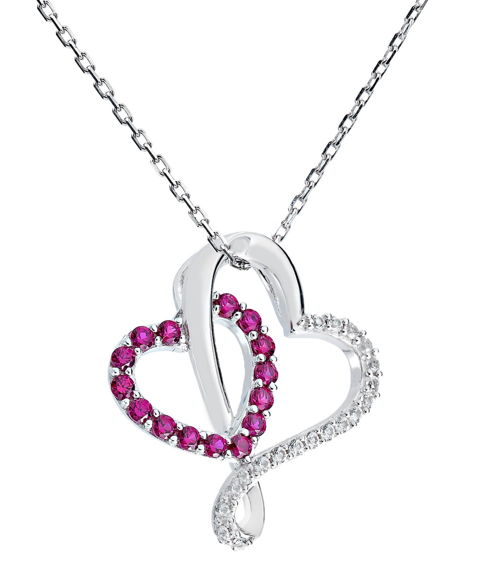 Женская подвеска-кулон в sterling silver с двойным сердцем