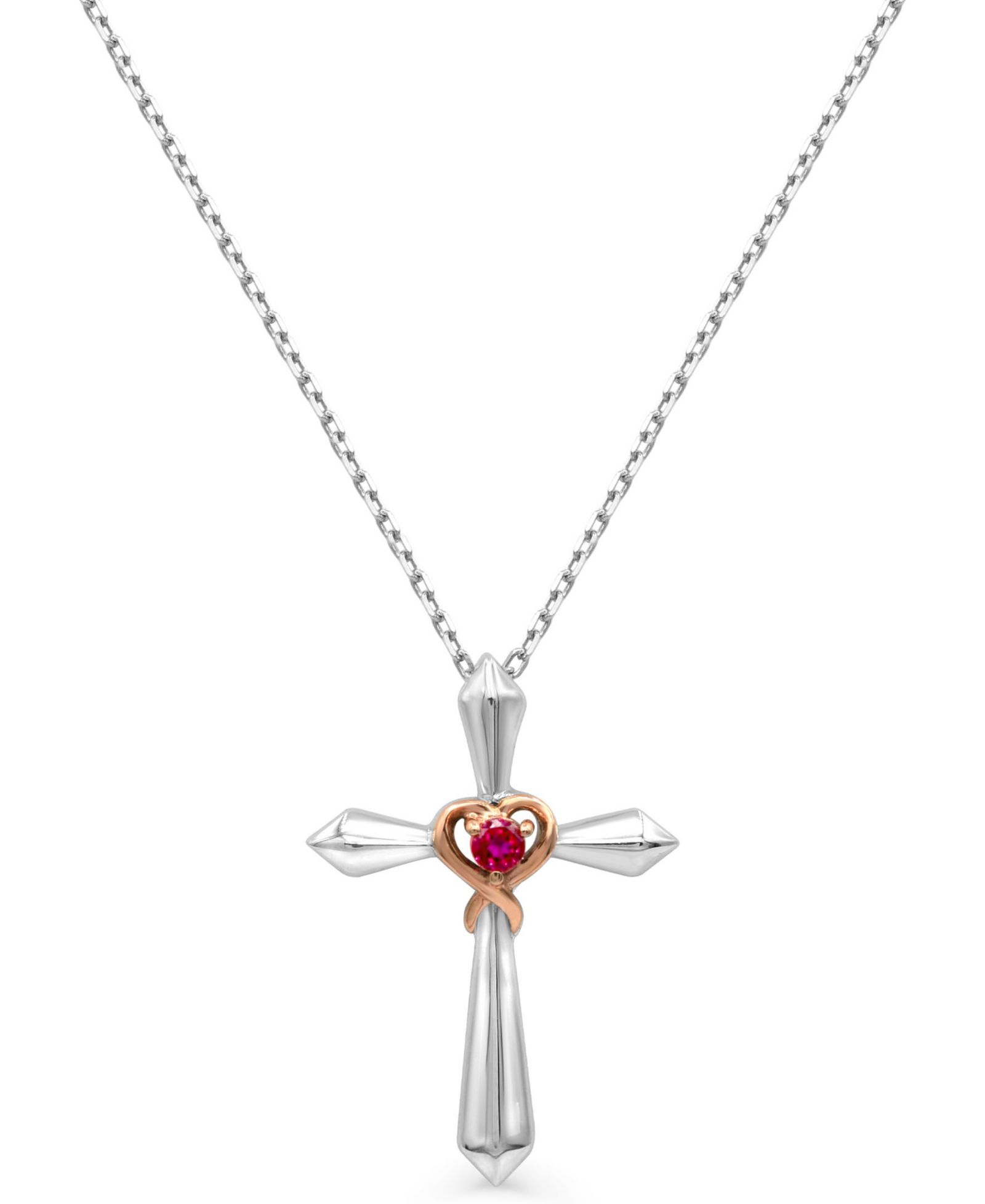 Ожерелье с кулоном в виде креста с сердцем 14K Rose Gold Plated Sterling Silver