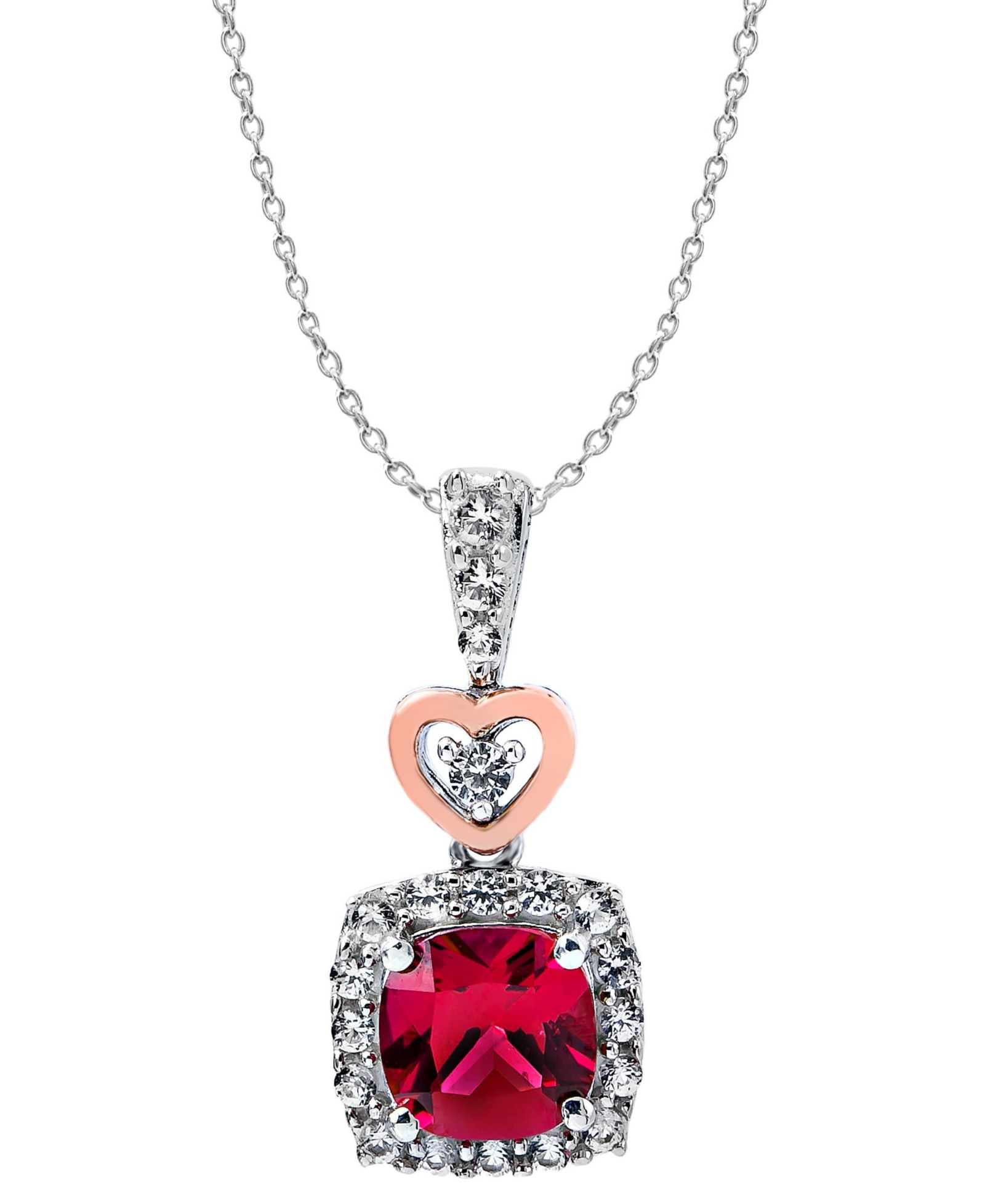 Women's 14K Rose Gold Plated Heart Pendant Necklace in Sterling Silver