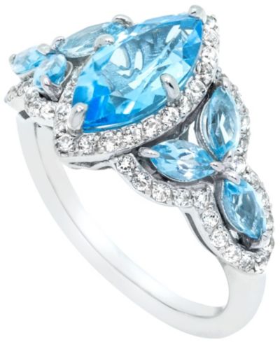 Кольцо с голубым топазом Marquise из стерлингового серебра