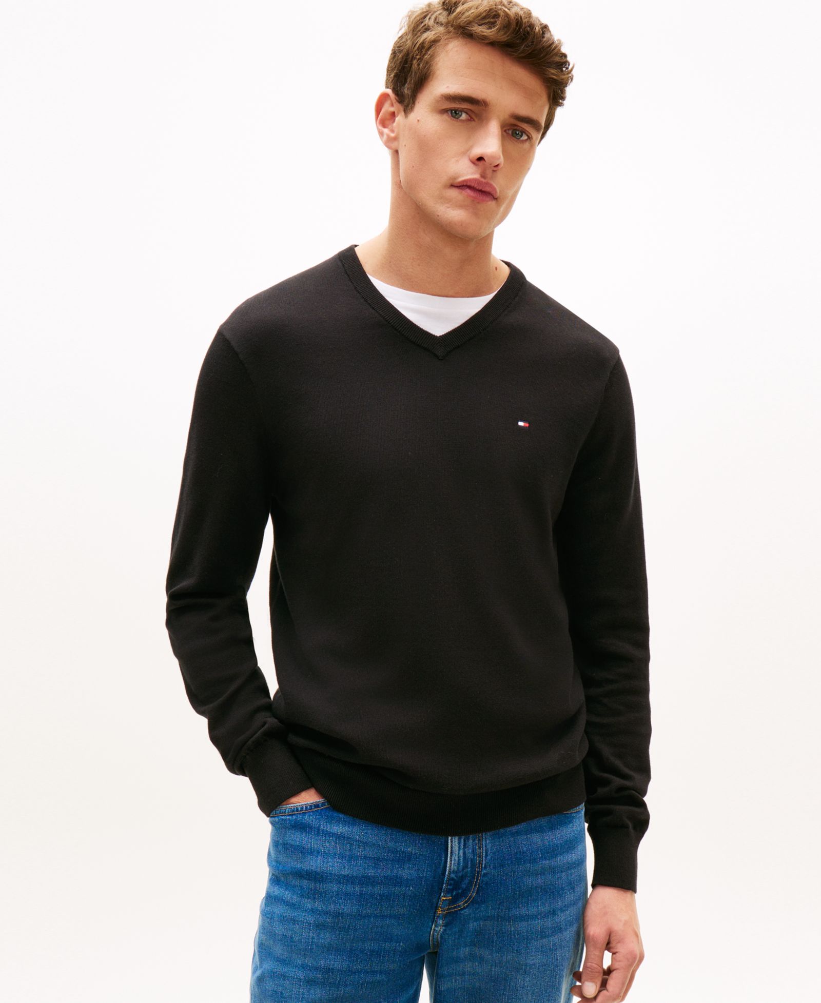 Мужской хлопковый джемпер Tommy Hilfiger Essential V-Neck