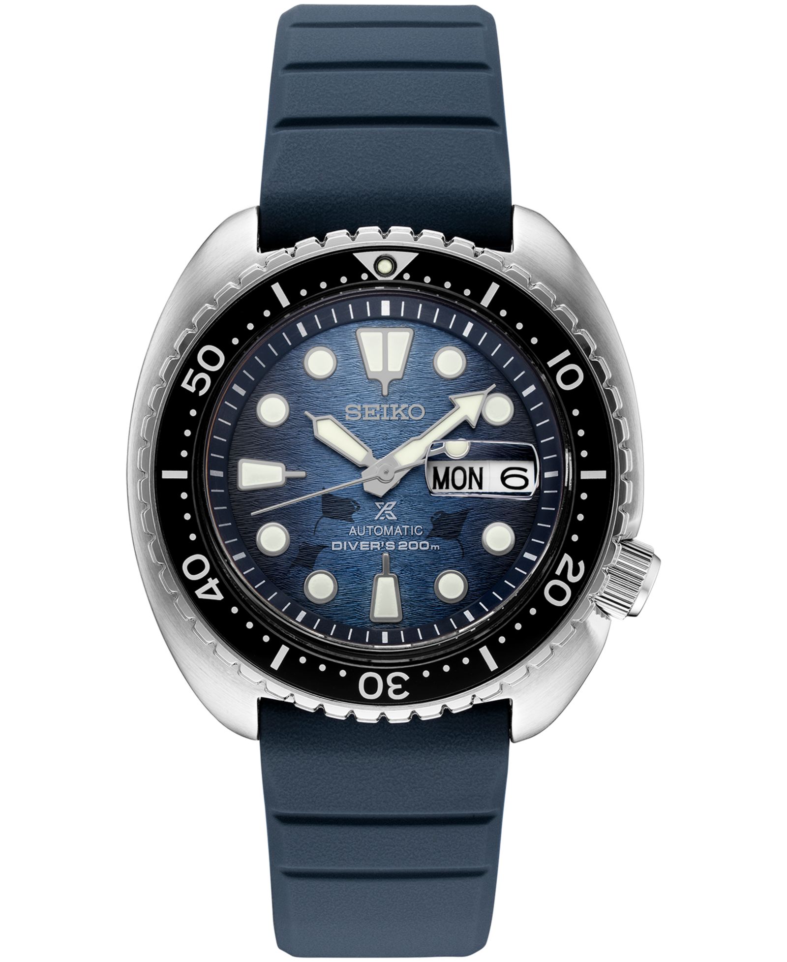 Мужские часы Seiko Automatic Prospex Diver Dark Blue Silicone Strap 45mm
