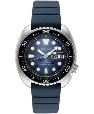 Мужские часы Seiko Automatic Prospex Diver Dark Blue Silicone Strap 45mm