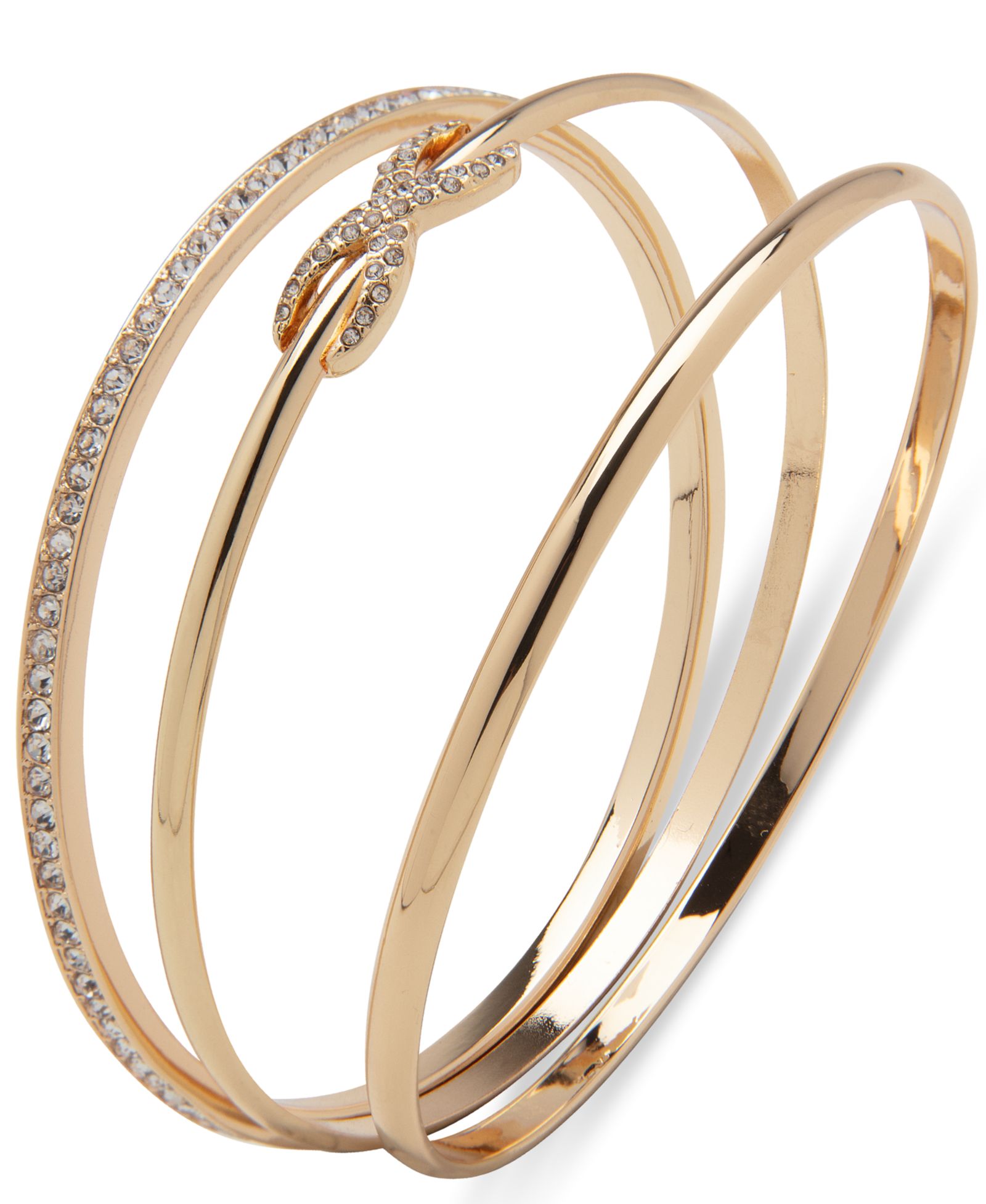 Anne Klein Gold-Tone 3-Pc. Set Pavé Infinity Bangle Bracelets