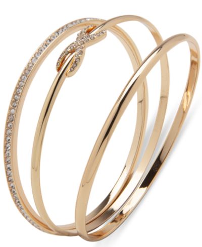 Набор браслетов Anne Klein Gold-Tone 3-Pc. Set Pavé Infinity Bangle Bracelets