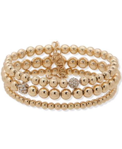 Набор браслетов Anne Klein Gold-Tone 3-Pc. Pavé Fireball & Beaded Stretch