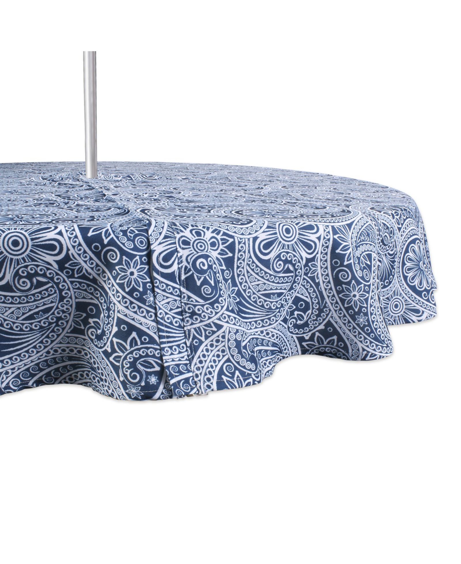 Design Imports Paisley Print Outdoor Tablecloth with Zipper, 60 Round