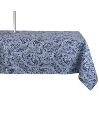 Design Imports Paisley Print Outdoor Tablecloth with Zipper, 60" x 84"