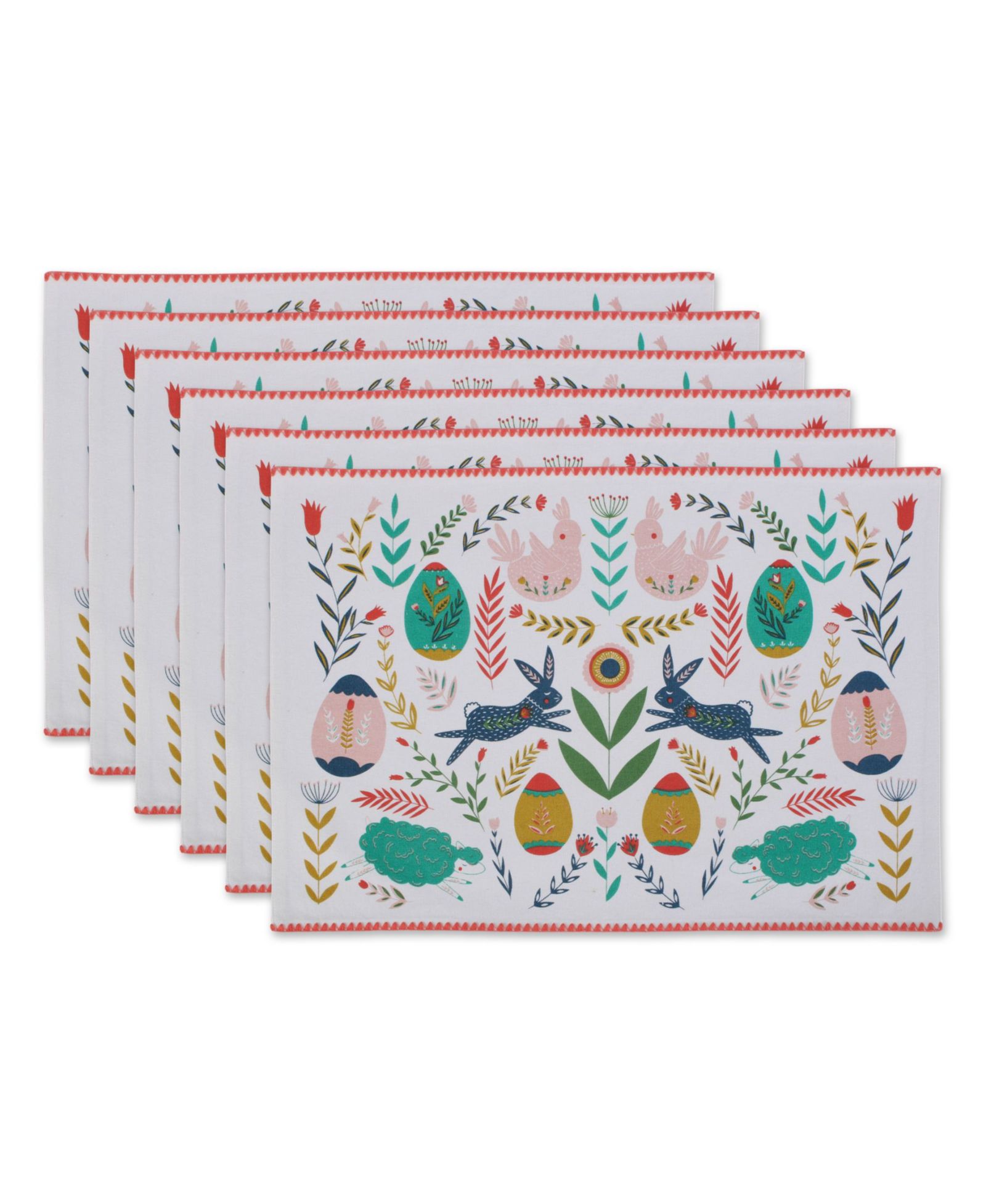 Подставки для сервировки Design Imports Easter Folk Garden, 13" x 19", набор из 6 шт