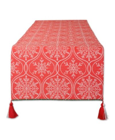 Design Imports Joyful Snowflakes Jacquard Collection for Everyday Use, Holidays and Dinner Parties, Table Runner, 14" x 108"