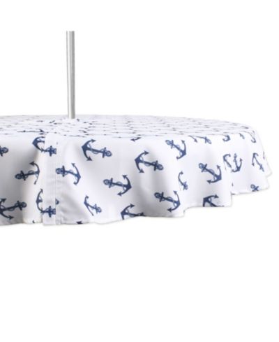 Design Imports Anchors Print Outdoor Tablecloth with Zipper, 60" Round