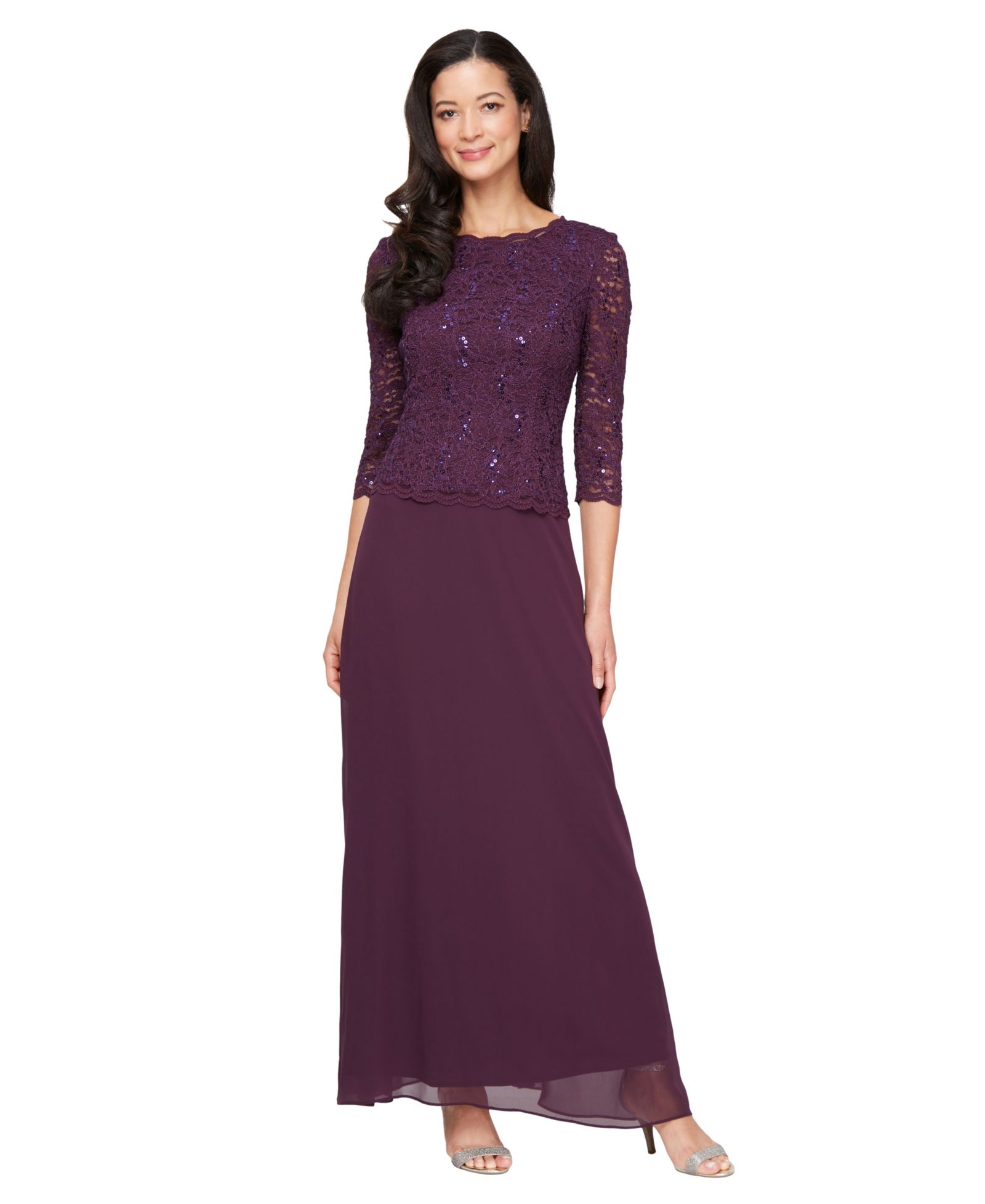 Alex Evenings Petite Sequins Lace платье
