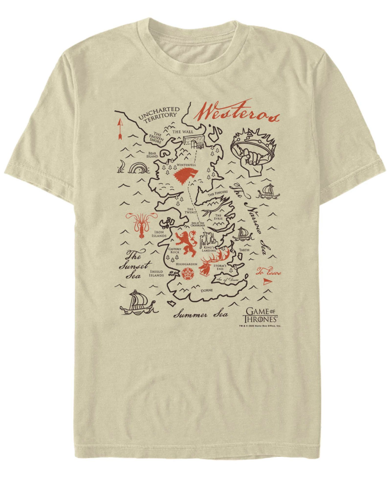 Men's Game of Thrones Simple Map Short Sleeve T-shirt