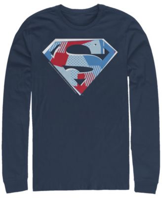 Men's Superman Cutout Logo Long Sleeve Crew T-shirt