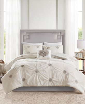 Madison Park Malia Embroidered Cotton 4-Pc. Duvet Cover Set, King/California King