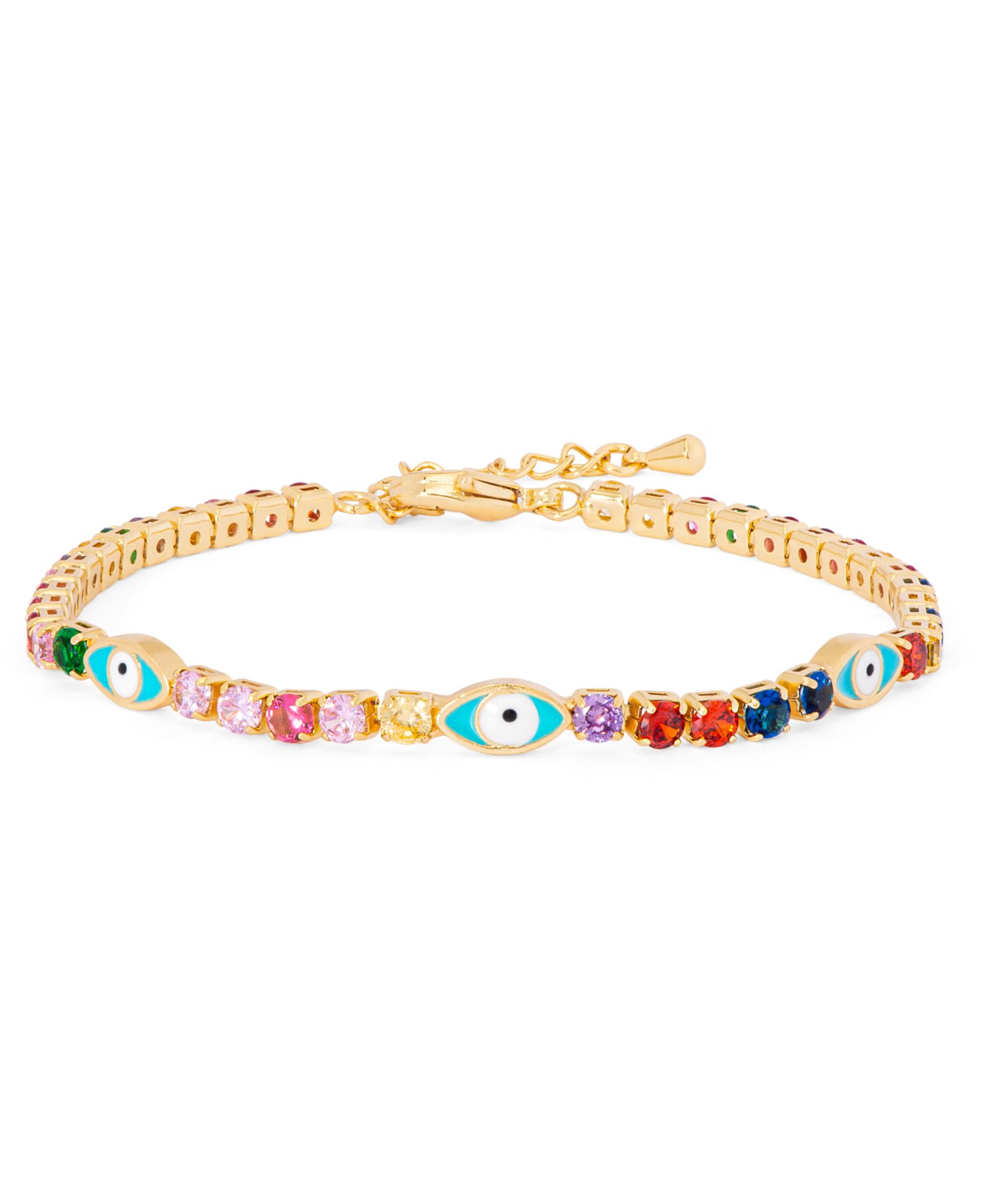 Macy's Браслет с эмалью и разноцветными камнями Evil Eye в золотом покрытии