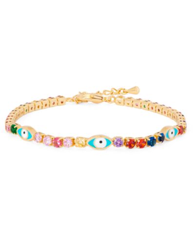 Macy's Браслет с эмалью и разноцветными камнями Evil Eye в золотом покрытии