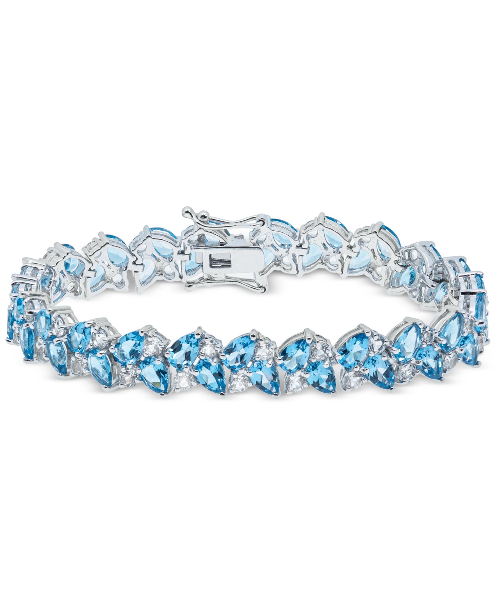 Браслет Cluster из голубого топаза (20 ct. t.w.) и белого топаза (5-1/3 ct. t.w.) в стерлинговом серебре от Macy's