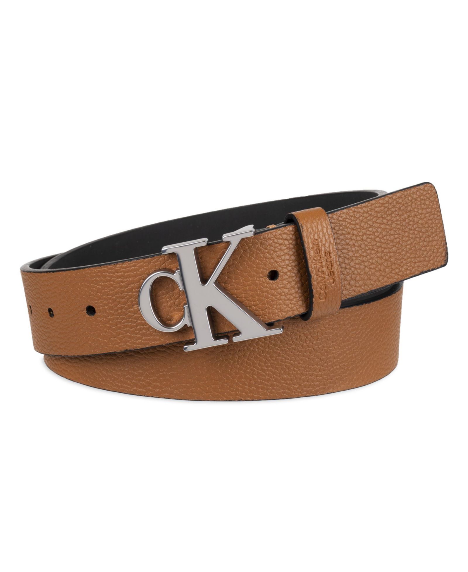 Calvin Klein Men's Logo Plaque Buckle Fashion Jean Belt