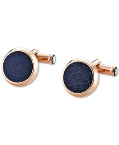 Запонки Montblanc Meisterstück Rose Gold PVD и синий камень