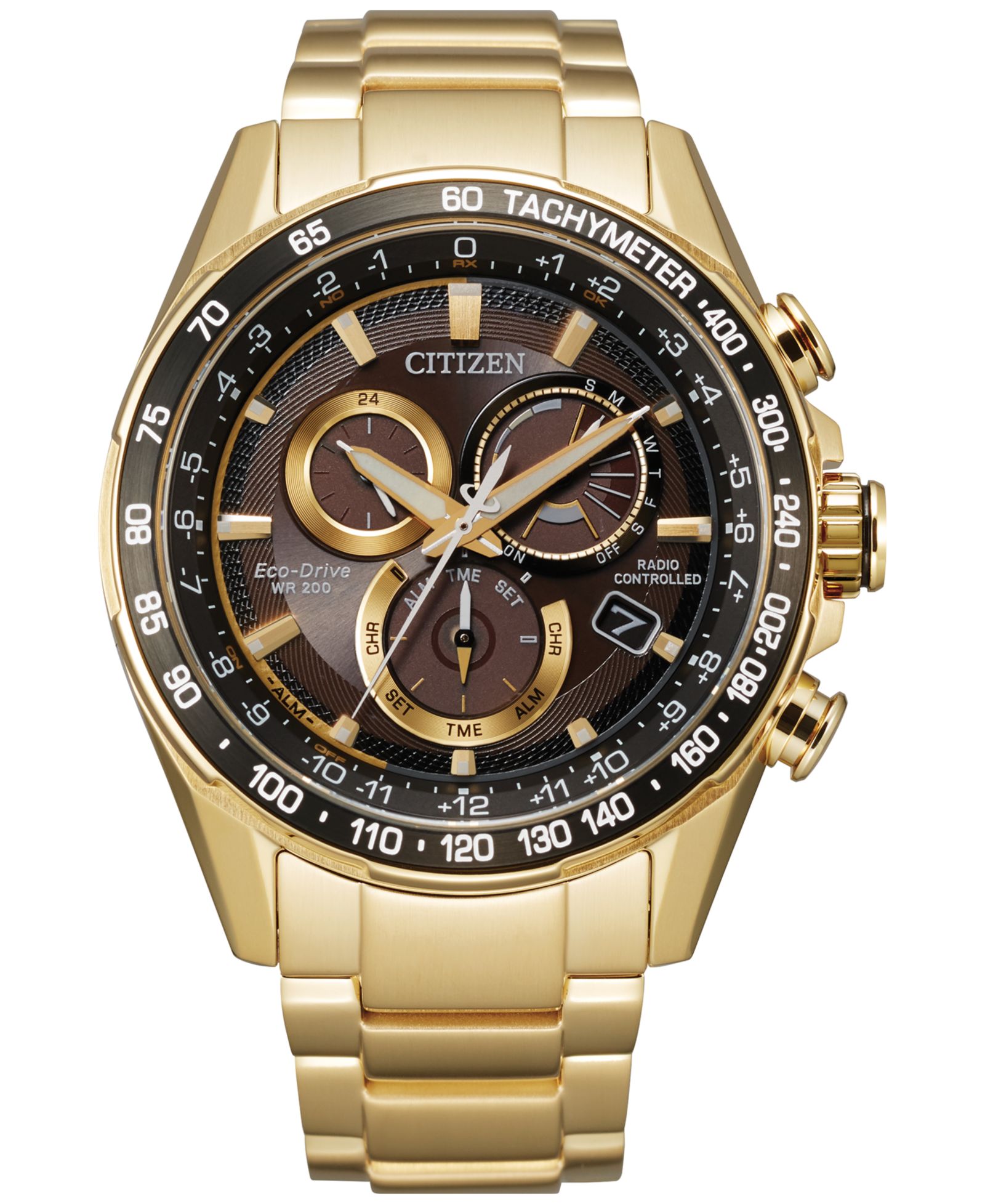 Citizen Eco-Drive Men's Chronograph PCAT Gold-Tone Stainless Steel Bracelet Watch 43mm