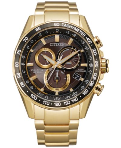 Citizen Eco-Drive Men's Chronograph PCAT Gold-Tone Stainless Steel Bracelet Watch 43mm