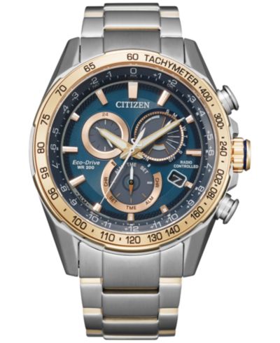 Citizen Eco-Drive мужские хронограф часы PCAT, двухцветная нержавеющая сталь, 43mm