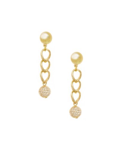 ETTIKA Gold Plated Chain Crystal Ball Drop Earrings