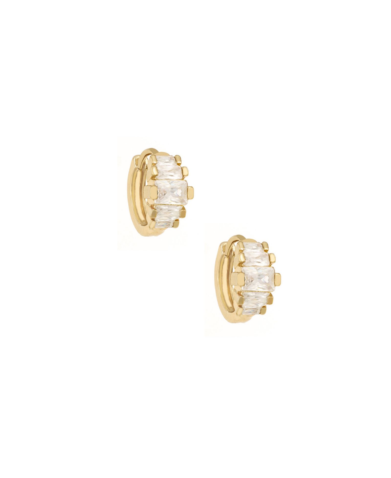 ETTIKA Crystal and Gold Plated Huggie Hoops