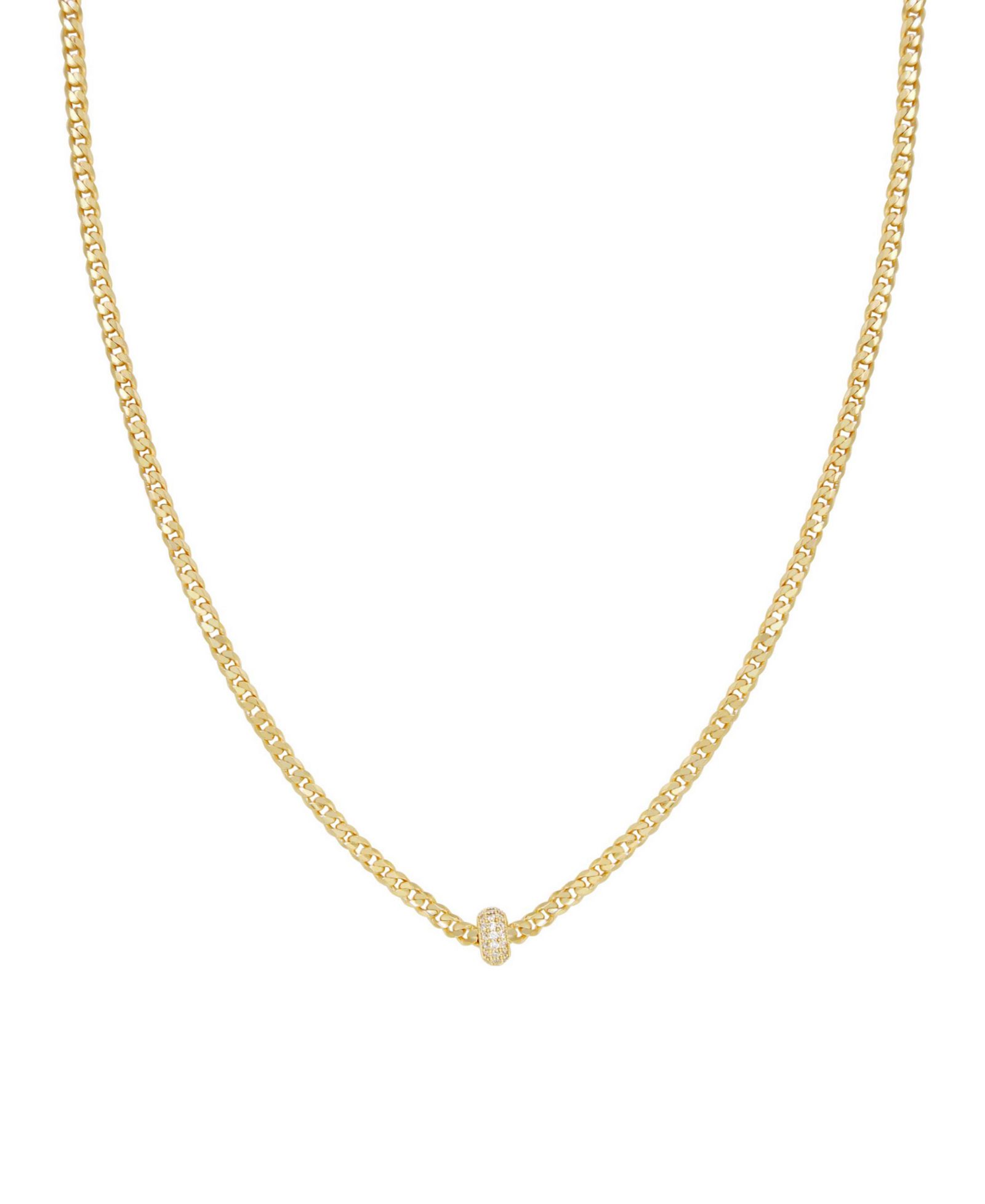 ETTIKA Simple Flat Chain and Crystal Bead Necklace