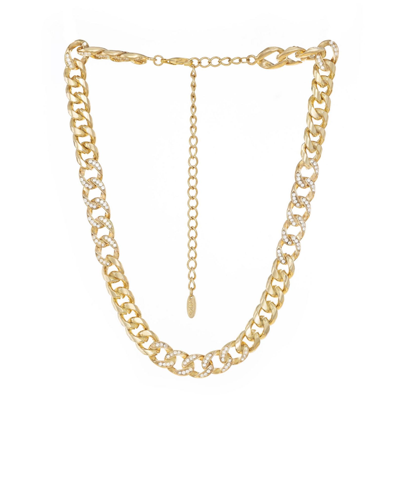 ETTIKA Bold and Gold Plated Crystal Link Chain Necklace