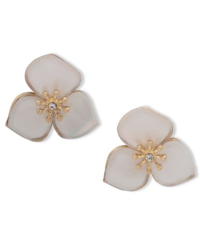 Серьги-гвоздики lonna & lilly Gold-Tone Pavé & Mother-of-Pearl Flower